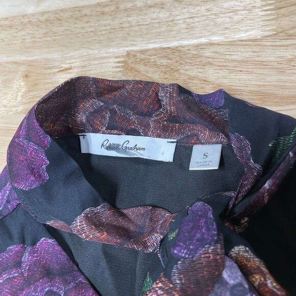Robert Graham NWOT Silk Brenna Floral Printed Tie-Neck Shift Dress Size S Purple - Picture 5 of 14